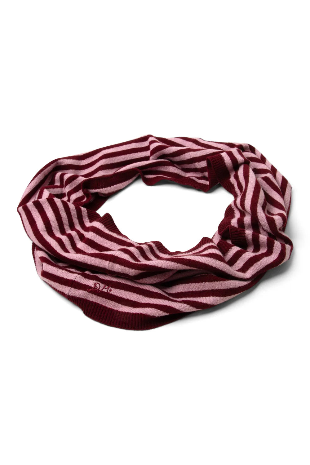 Damson Madder - Snood Scarf, Pink/Red Stripe