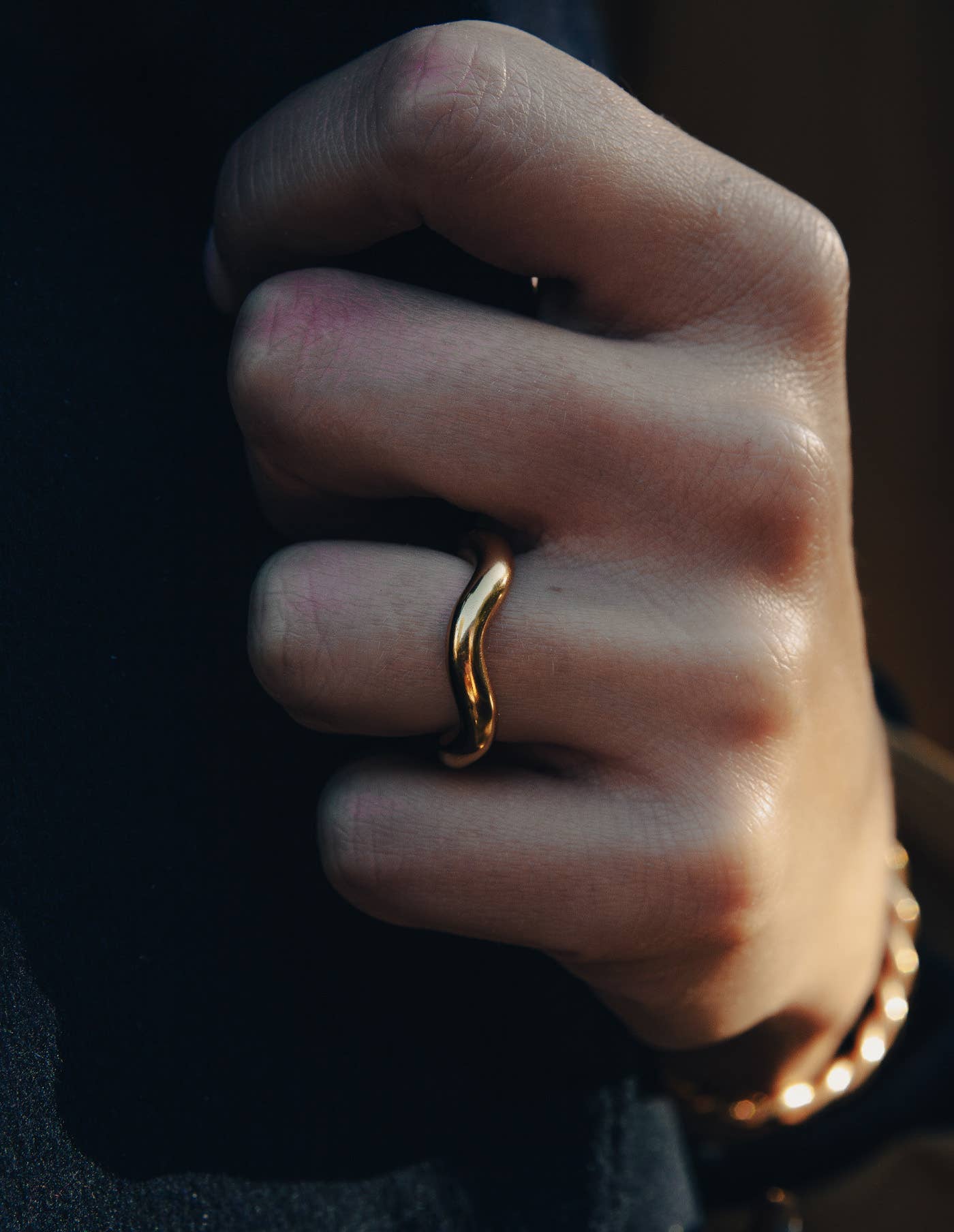 Nordic Muse - Gold Chunky Irregular Band Ring