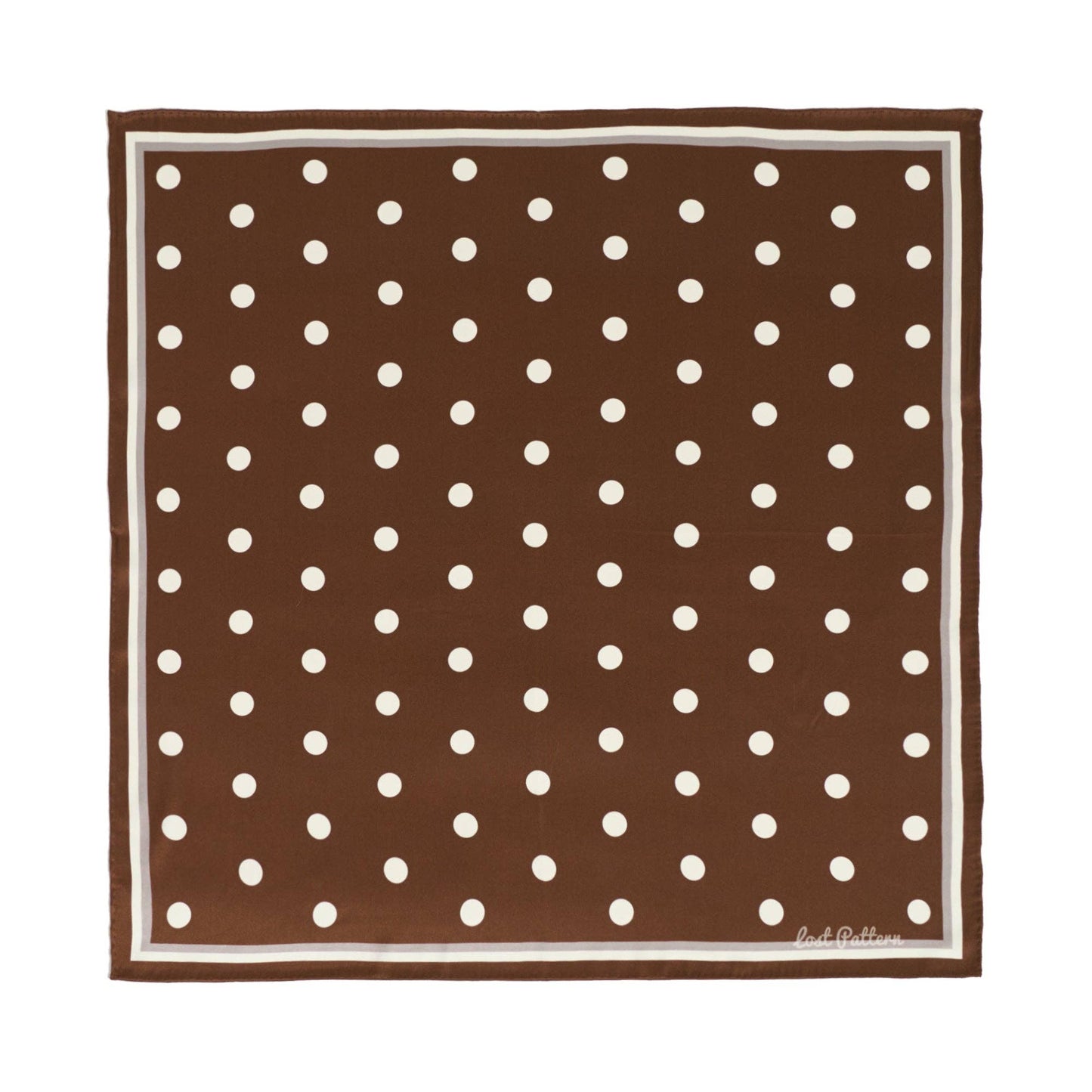 Lost Pattern NYC - Retro Polka Silk Bandana Scarf, Cafe Au Lait