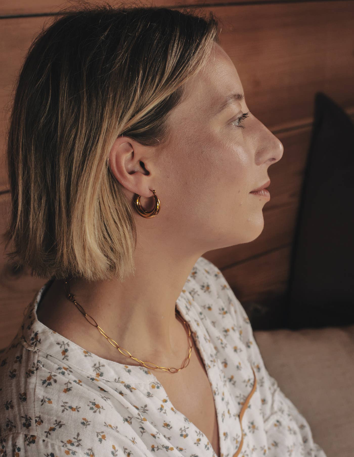 Nordic Muse - Gold Crescent Hoop Earrings