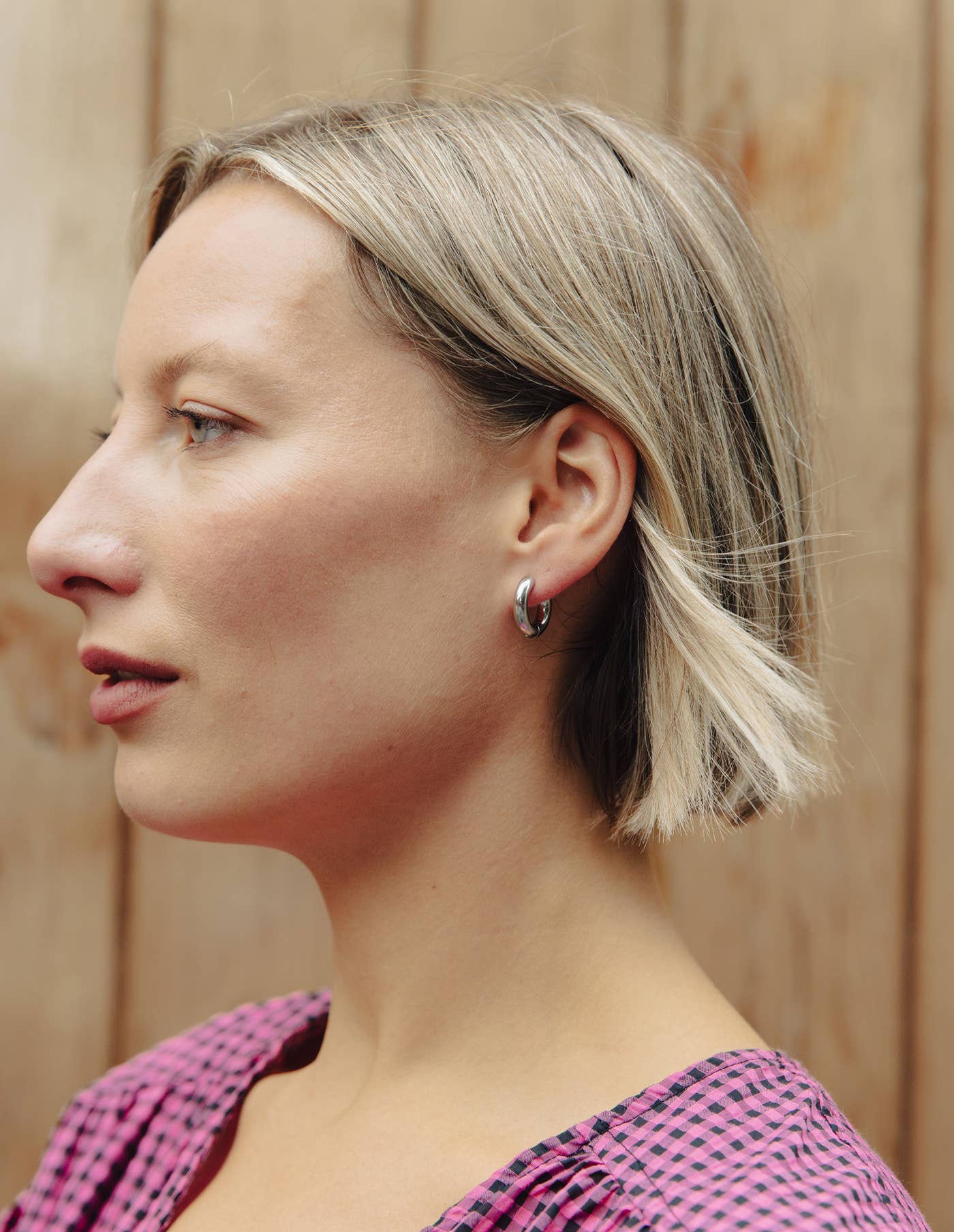 Nordic Muse - Silver Small Bold Hoop Earring