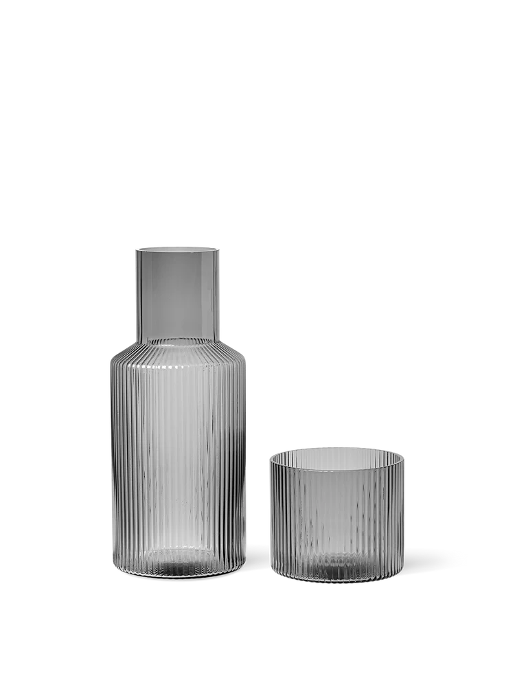 Ferm Living - Ripple Carafe Set Small, Smoked Grey