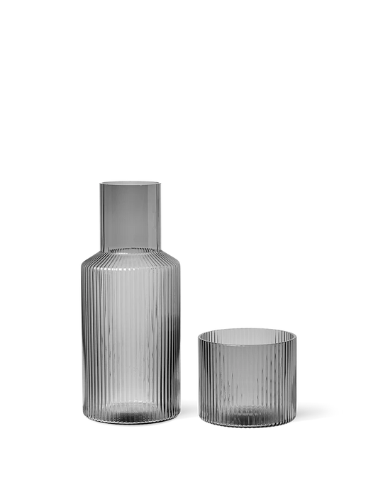 Ferm Living - Ripple Carafe Set Small, Smoked Grey