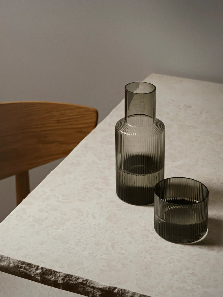 Ferm Living - Ripple Carafe Set Small, Smoked Grey
