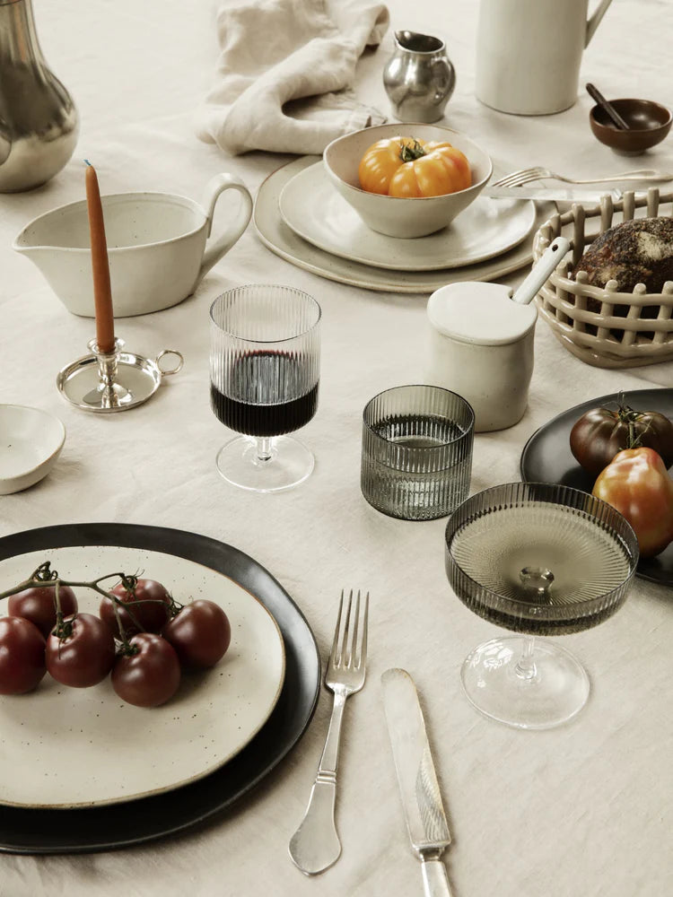 Ferm Living - Ripple Champagne Saucers, Smoked Grey (Set of 2)