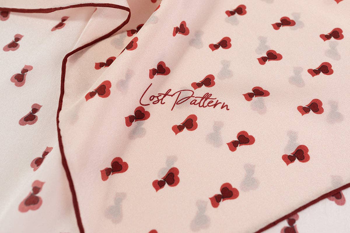 Lost Pattern NYC - Twin Hearts Silk Crepe Bandana