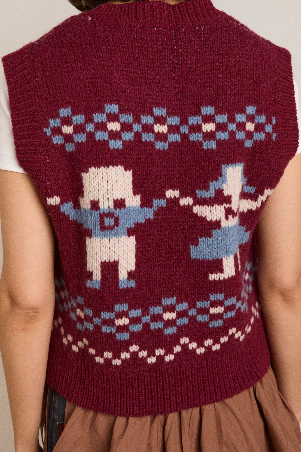 Damson Madder - Sofie Wool Vest, Novelty Intarsia Girls