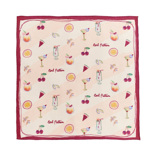 Lost Pattern NYC - "Happy Hour" Silk Bandana - Martini Pink