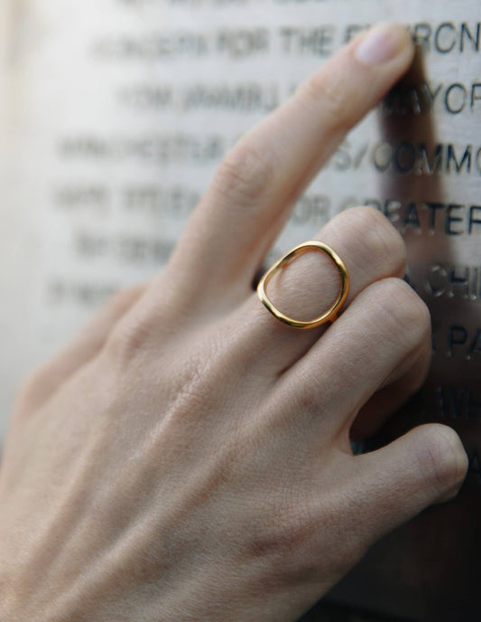 Nordic Muse - Gold Abstract Circle Ring