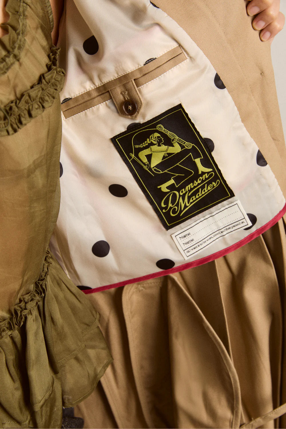 Damson Madder - Sofie Pleated Trench, Light Stone