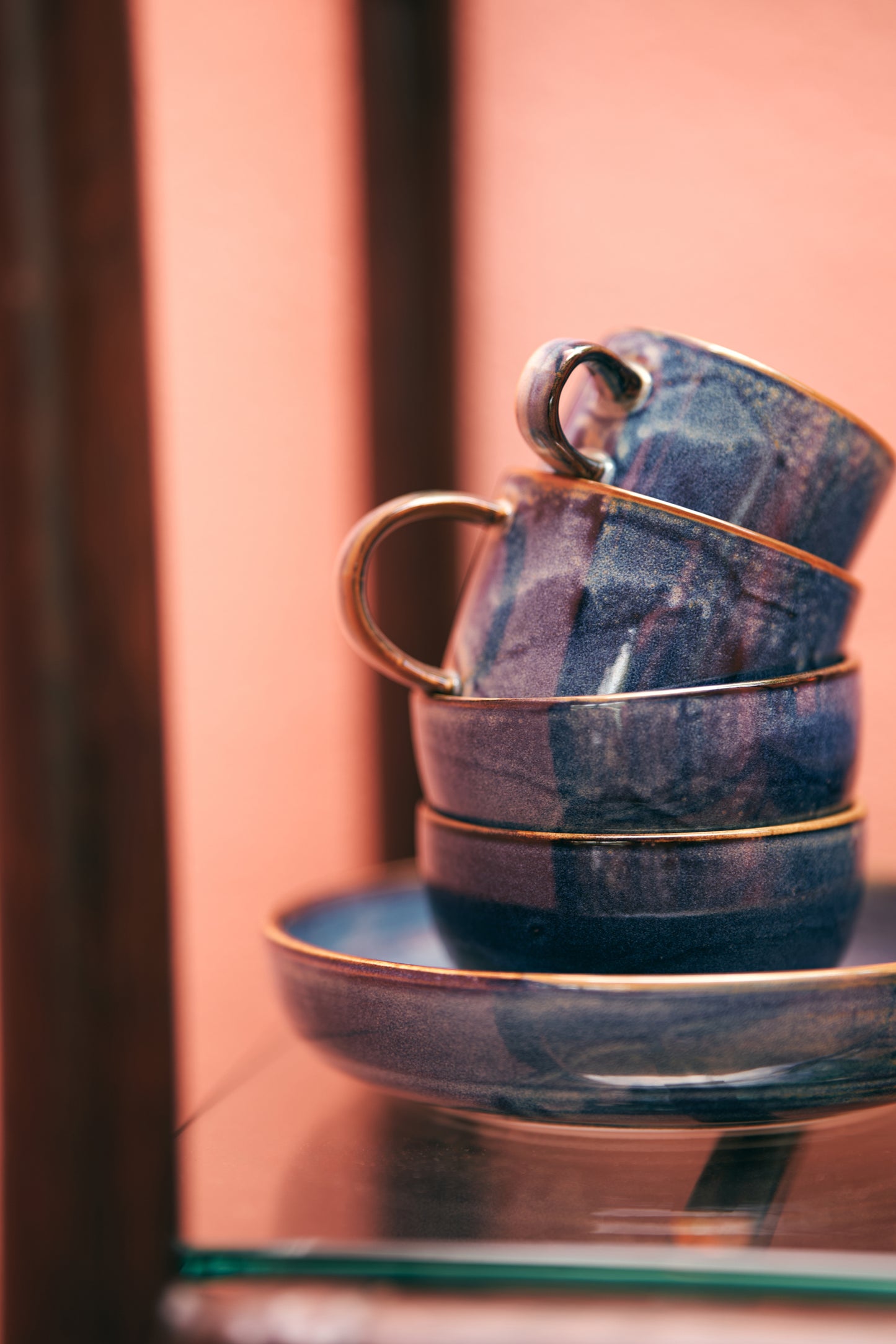 HKLIVING - Chefs Ceramics: Cup and Saucer, Rustic Blue