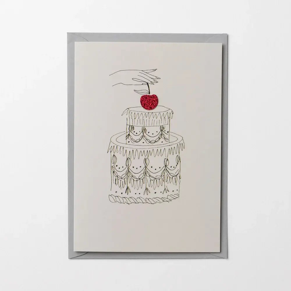 Katie Housley - Hand Finished Card, Cherry on the Cake