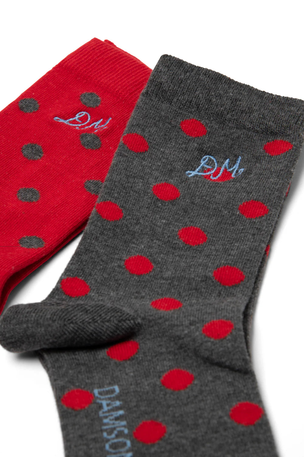 Damson Madder - 2 Pack Socks, Red/Charcoal Spot