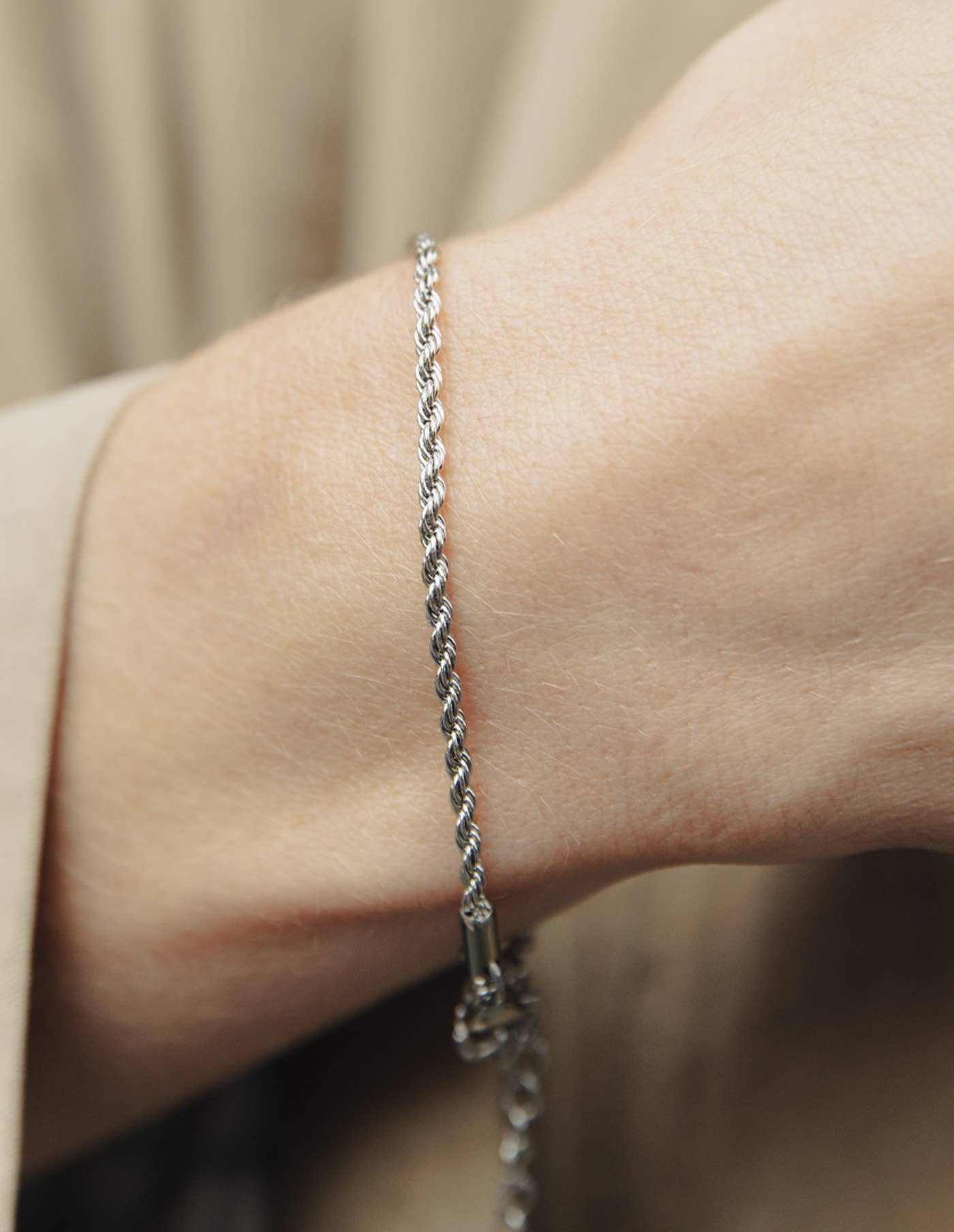 Nordic Muse -Silver 2mm Rope Twist Bracelet