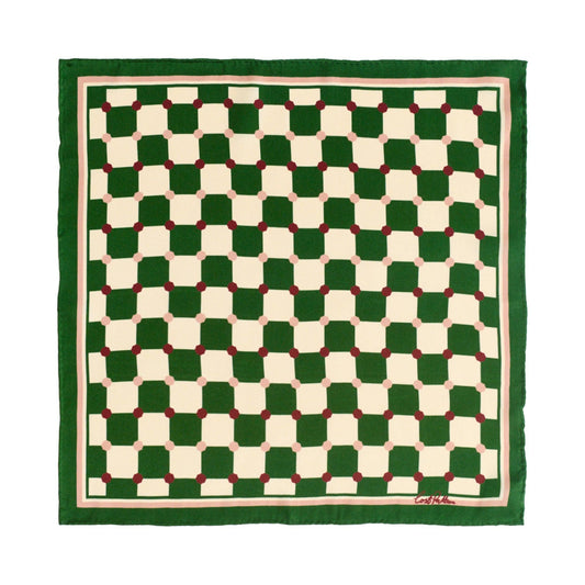 Lost Pattern NYC - Checkerboard Silk Pocket Square, Green