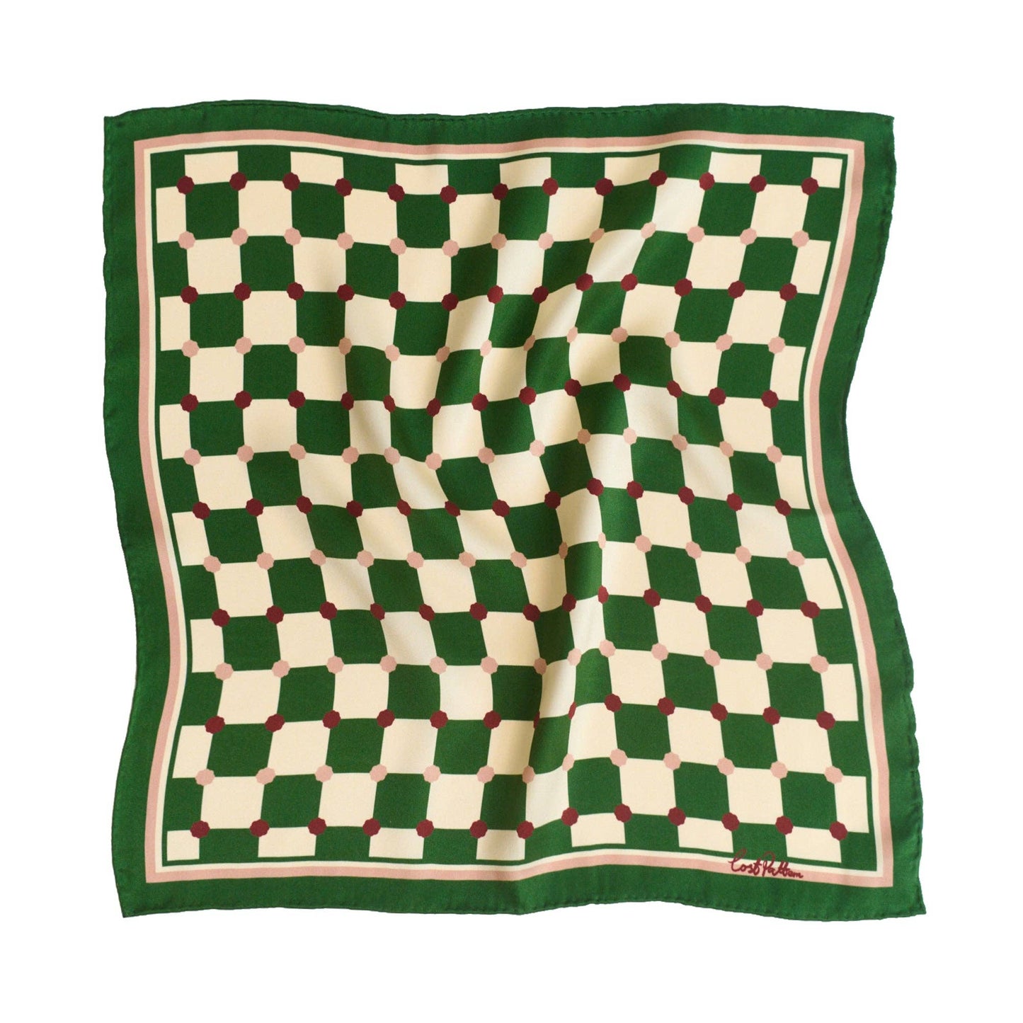 Lost Pattern NYC - Checkerboard Silk Pocket Square, Green