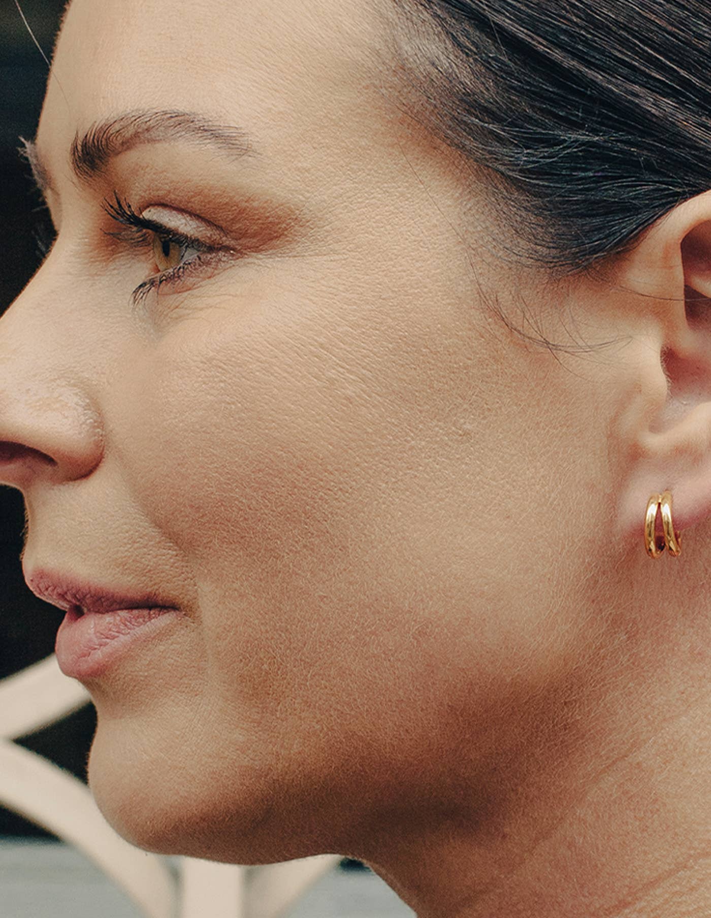 Nordic Muse - Gold Double Layer Huggie Hoop Earrings