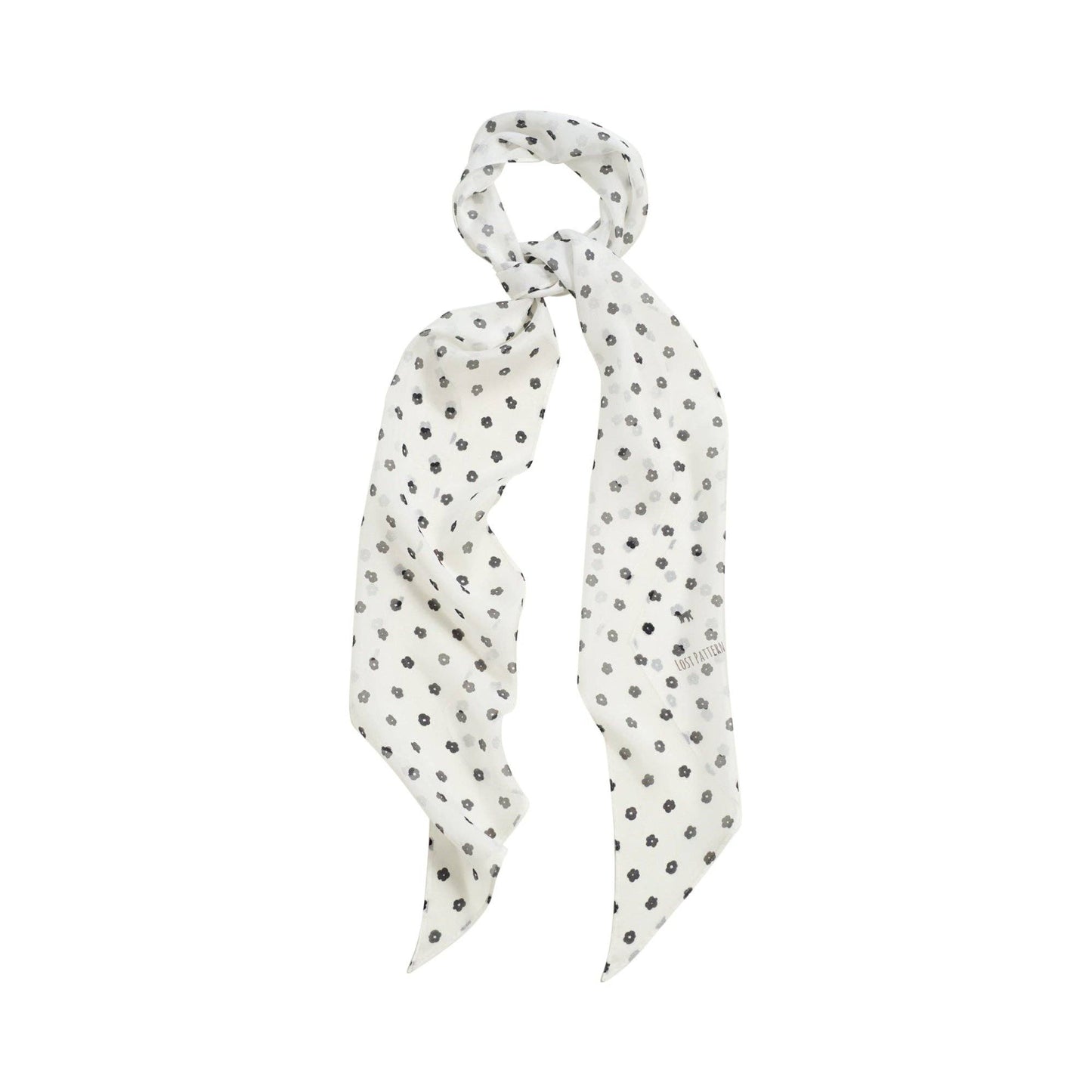 Lost Pattern NYC - Petal Veil Silk Chiffon Neck Scarf, White