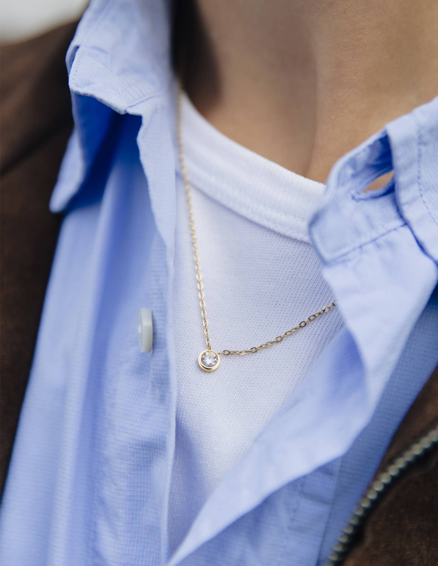 Nordic Muse - Dainty Stone Necklace, Gold