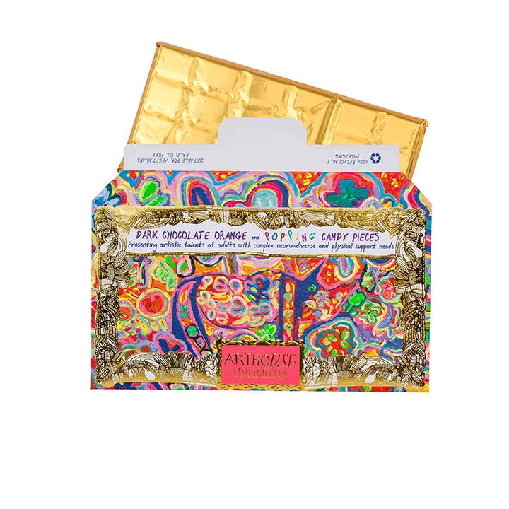 Arthouse Unlimited - Rhino in Bloom, Dark Chocolate Orange & Popping Candy Pieces