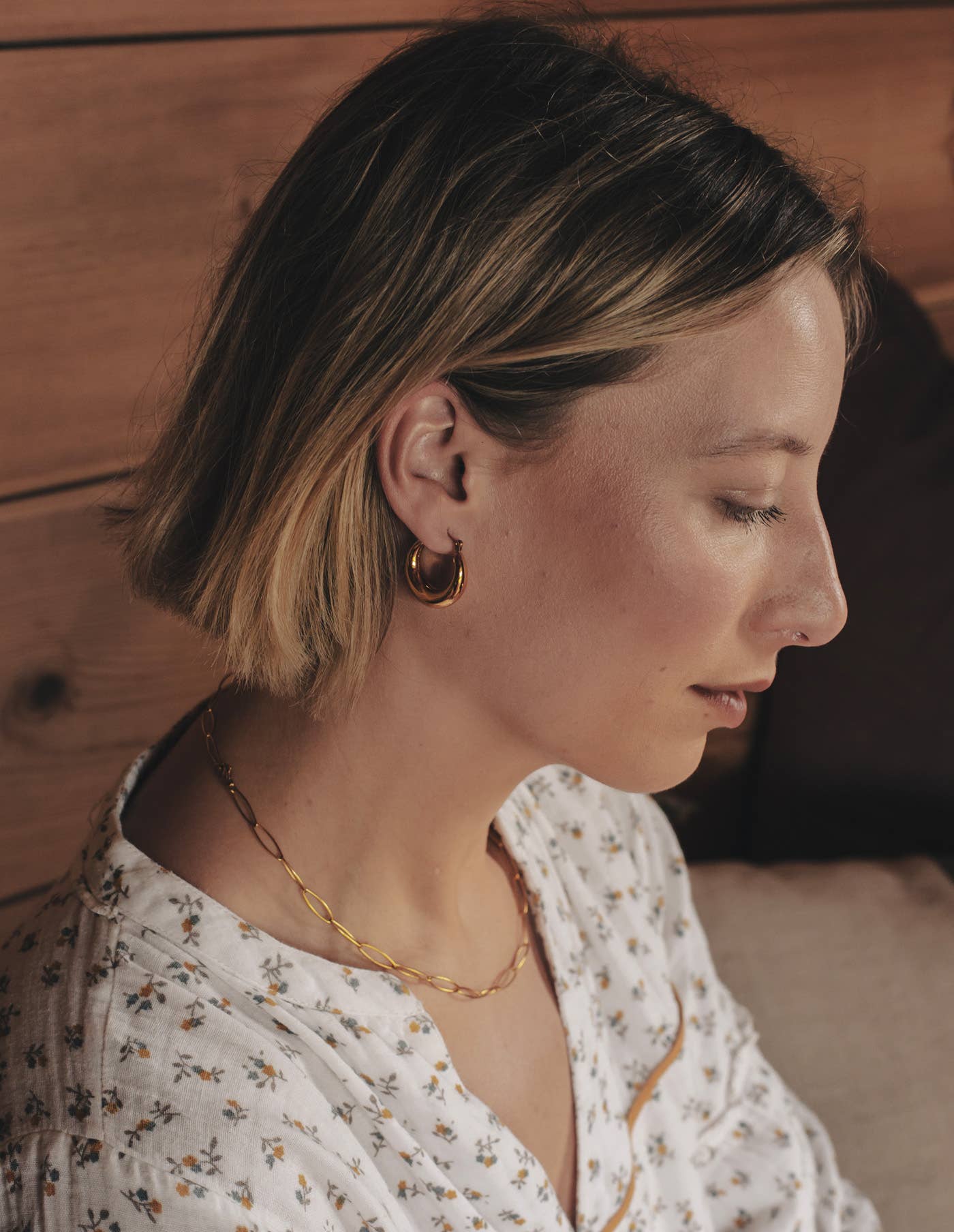 Nordic Muse - Gold Crescent Hoop Earrings