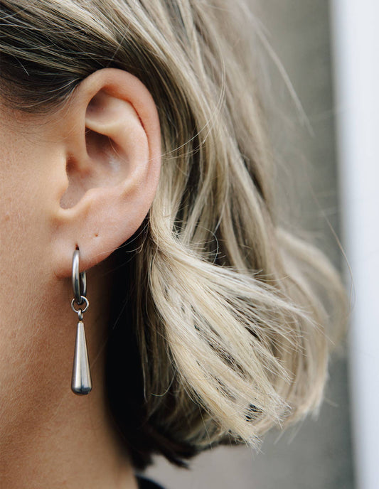 Nordic Muse - Silver Elongated Drop Earrings