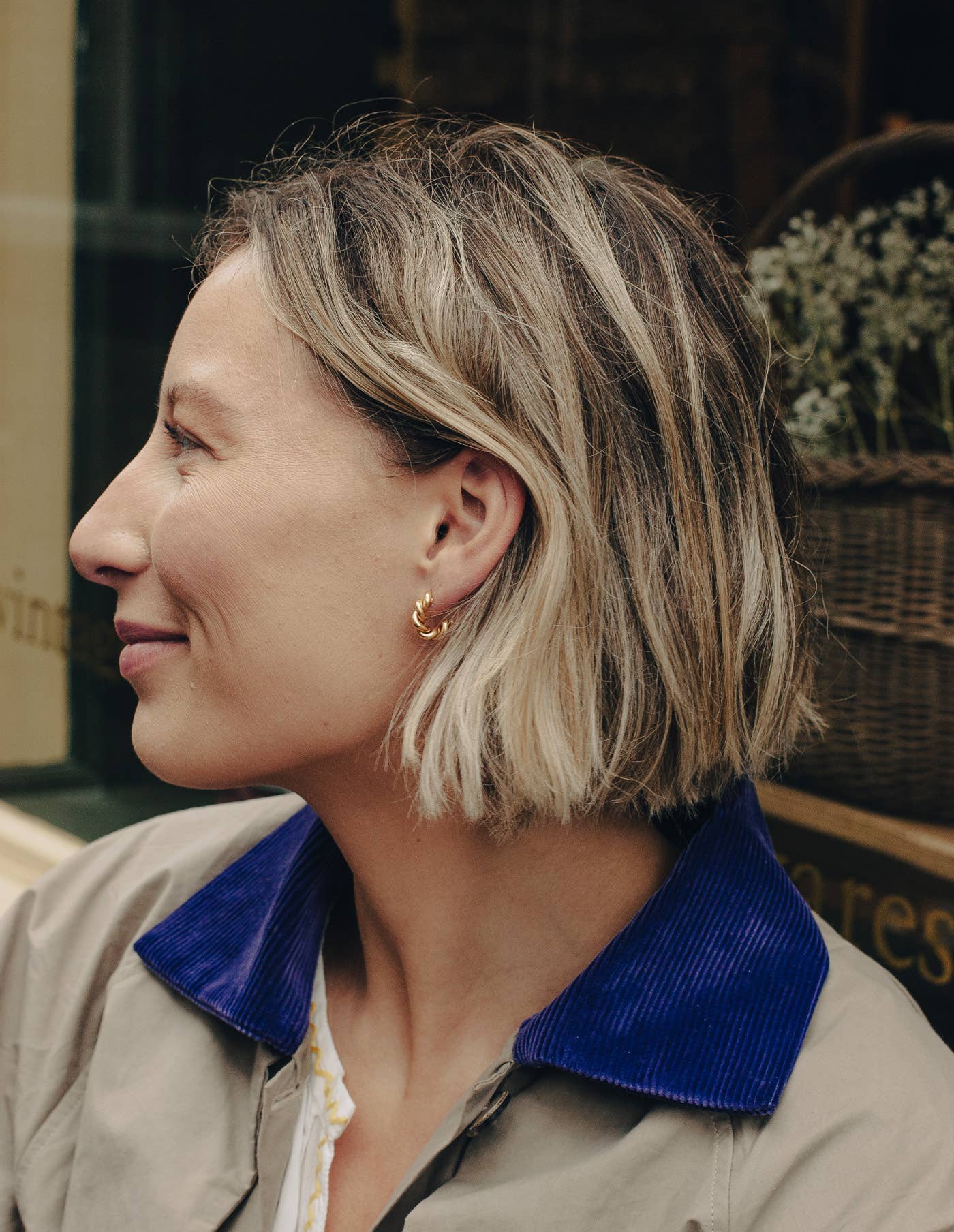 Nordic Muse - Gold Ridge Twist Hoop Earrings