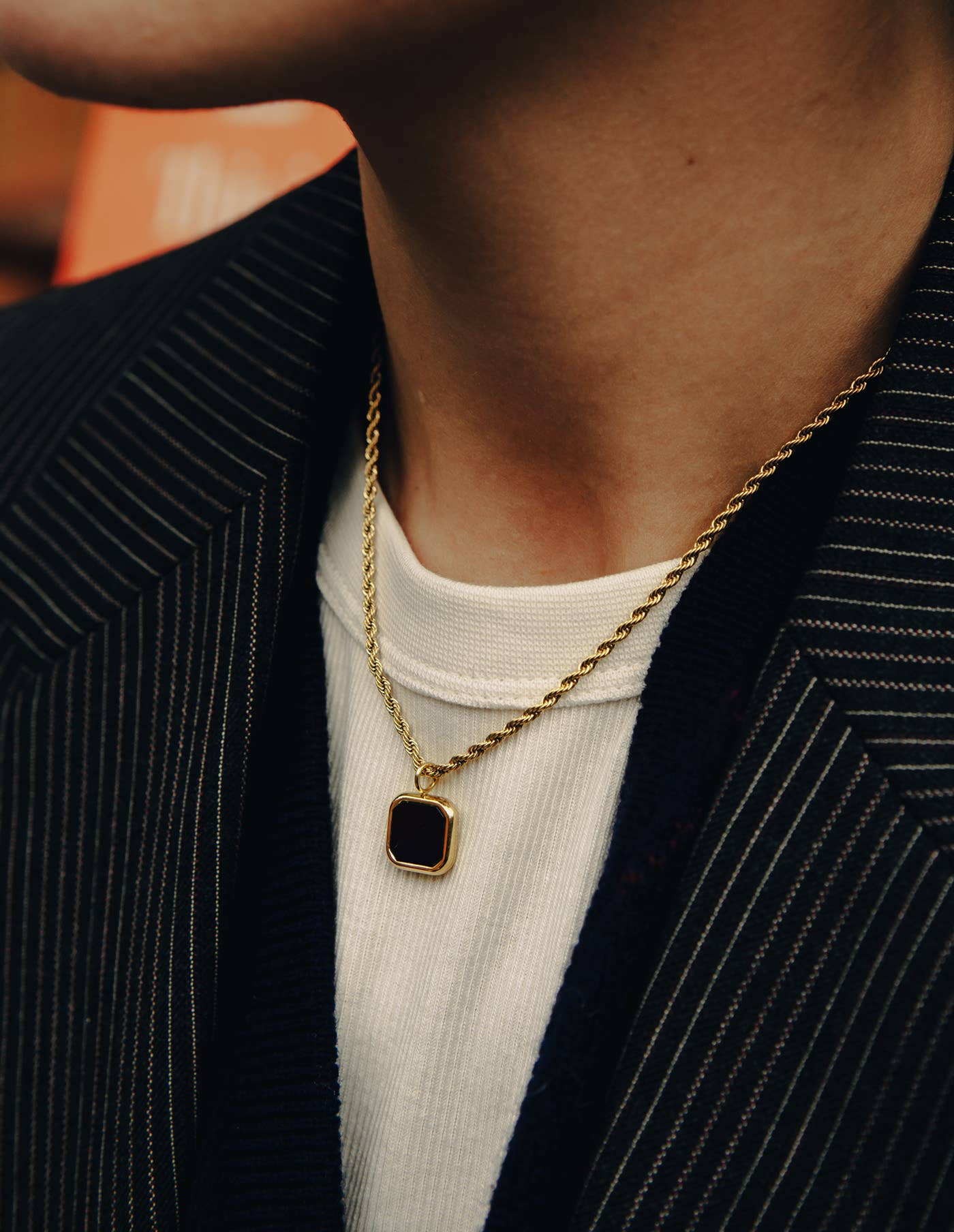 Nordic Muse - Rope Chain Pendant Necklace, Gold