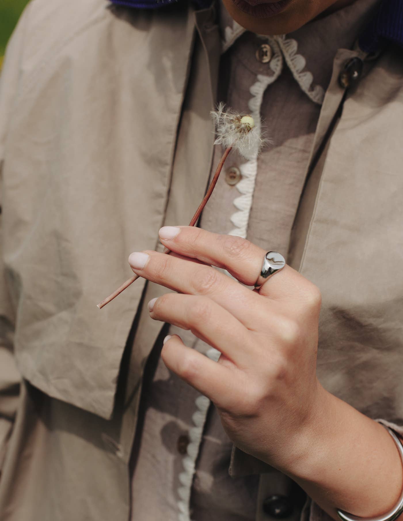Nordic Muse - Silver Round Signet Ring
