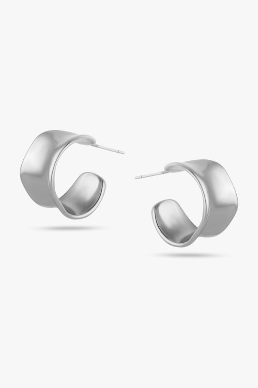 Arctic Fox & Co. - Silver Irregular Molten Hoop Earrings - Eos