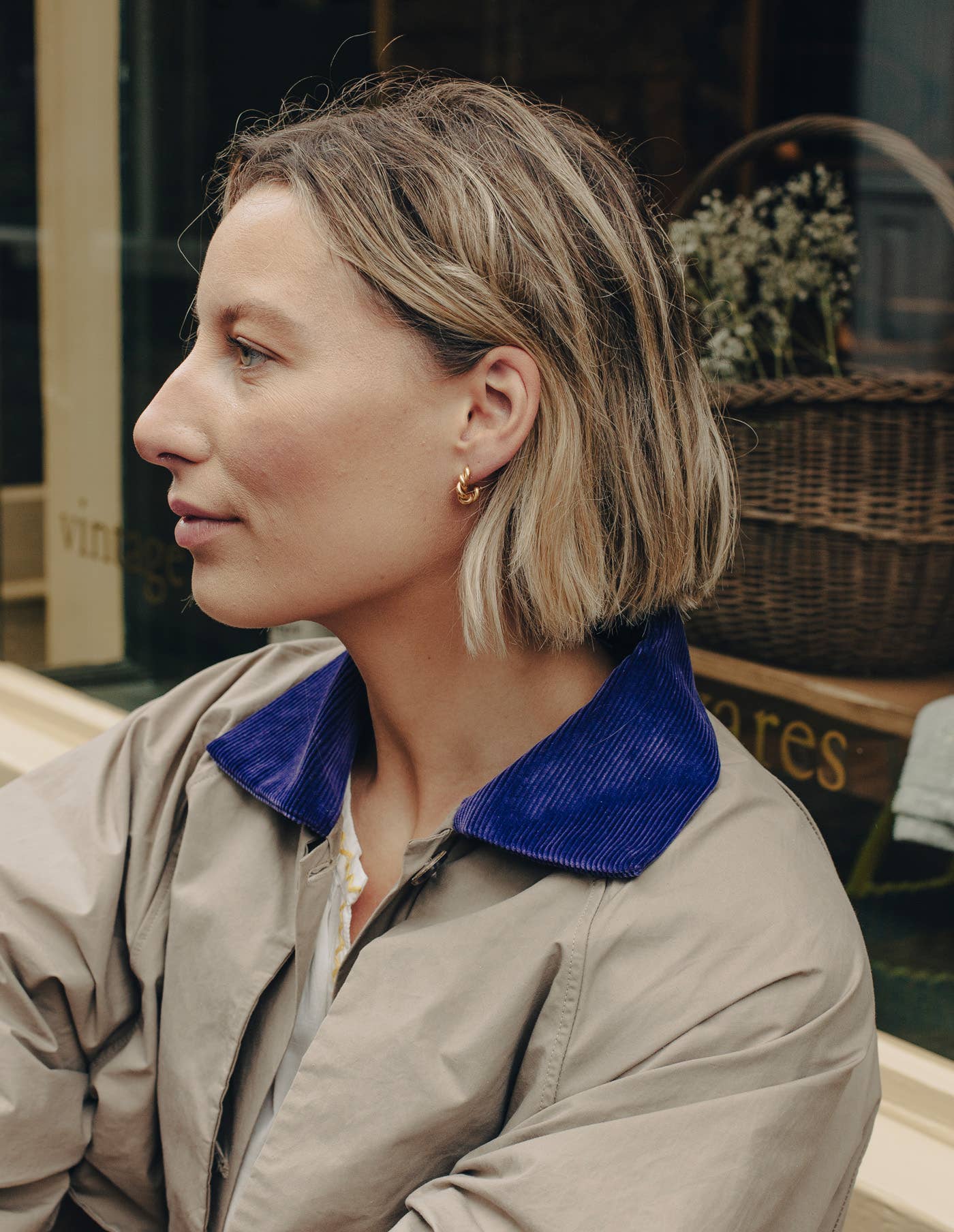 Nordic Muse - Gold Ridge Twist Hoop Earrings