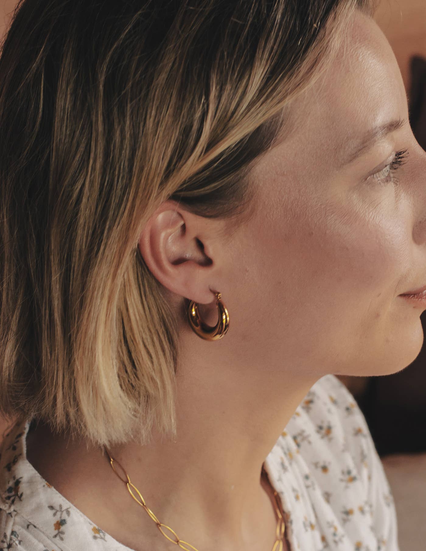 Nordic Muse - Gold Crescent Hoop Earrings