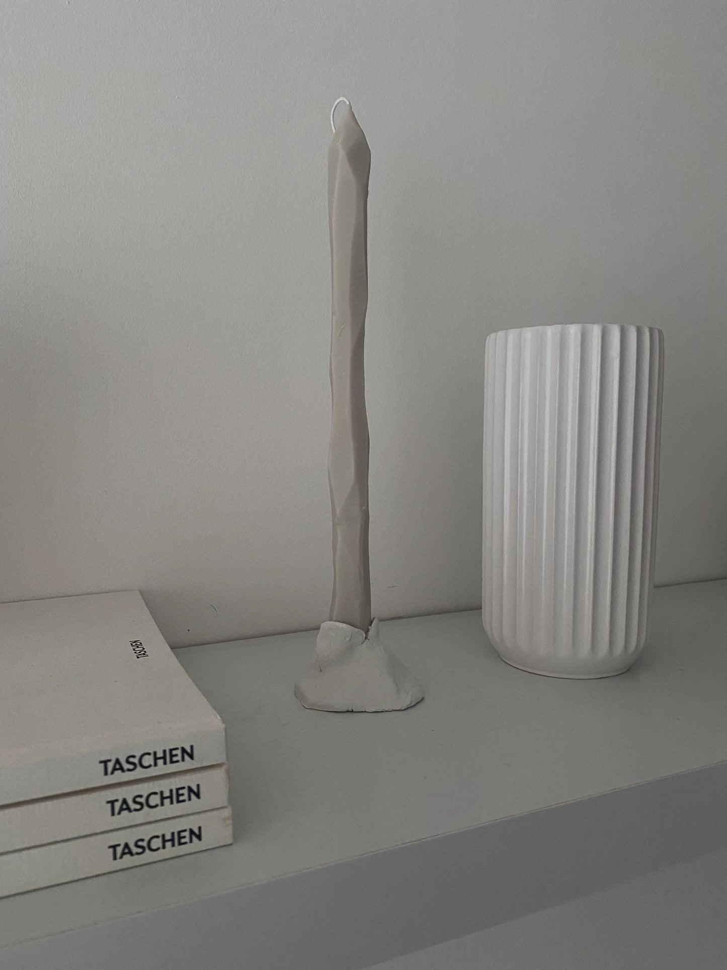 Soie London - Hand Carved Tapered Candles - Stone - Set of 2