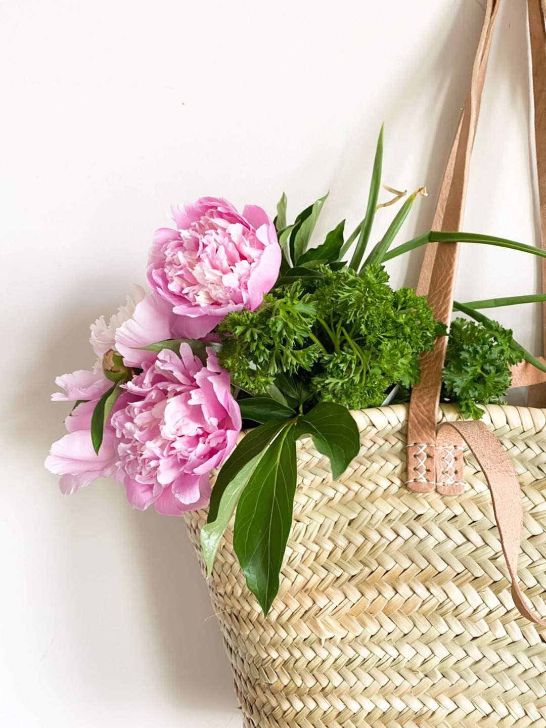 Marrakesh Living - Handmade Straw Bag with Leather Handles - French Market Bag