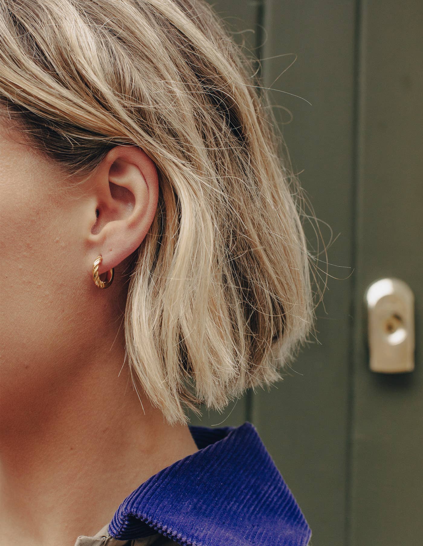 Nordic Muse - Gold Mini Twist Leverback Huggie Hoop Earrings