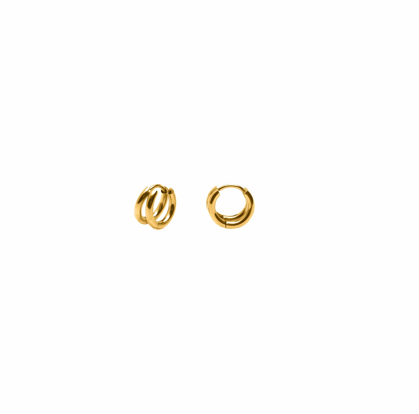 Nordic Muse - Gold Double Layer Huggie Hoop Earrings