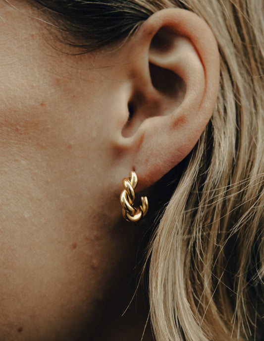 Nordic Muse - Gold Ridge Twist Hoop Earrings