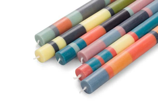 British Colour Standards - Mixed Wide Striped Candles - 6 pack