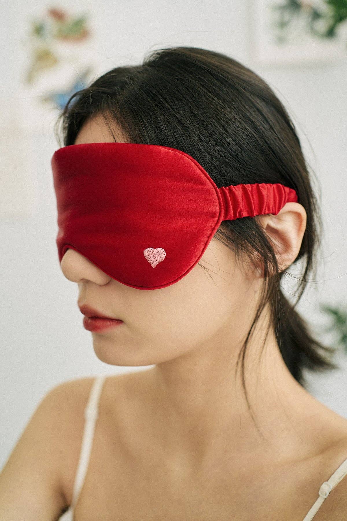 Lost Pattern NYC - Love Heart Silk Sleep Eye Mask, Red