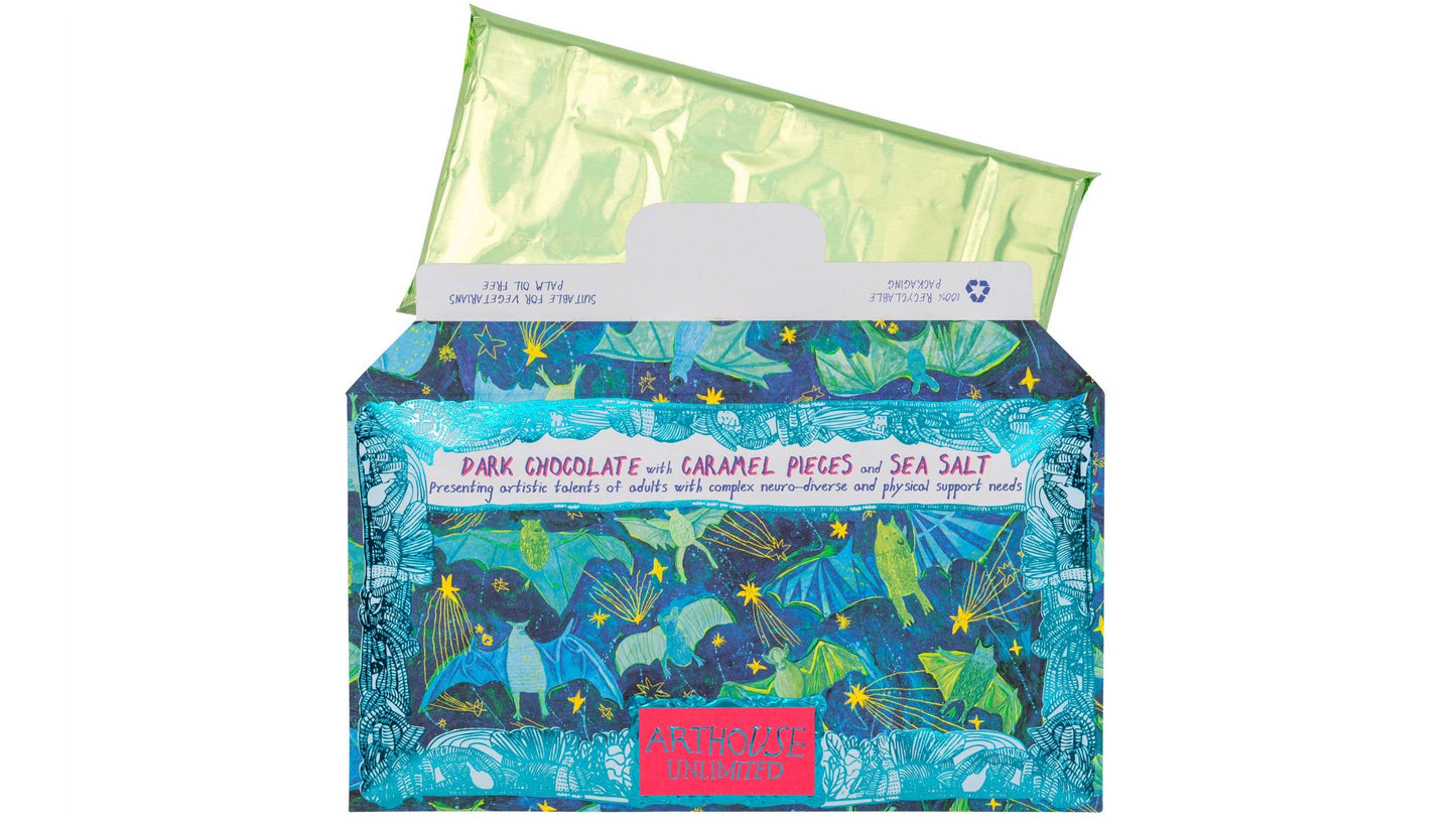 Arthouse Unlimited - Bat Mates, Dark Chocolate Bar with Caramel & Sea Salt