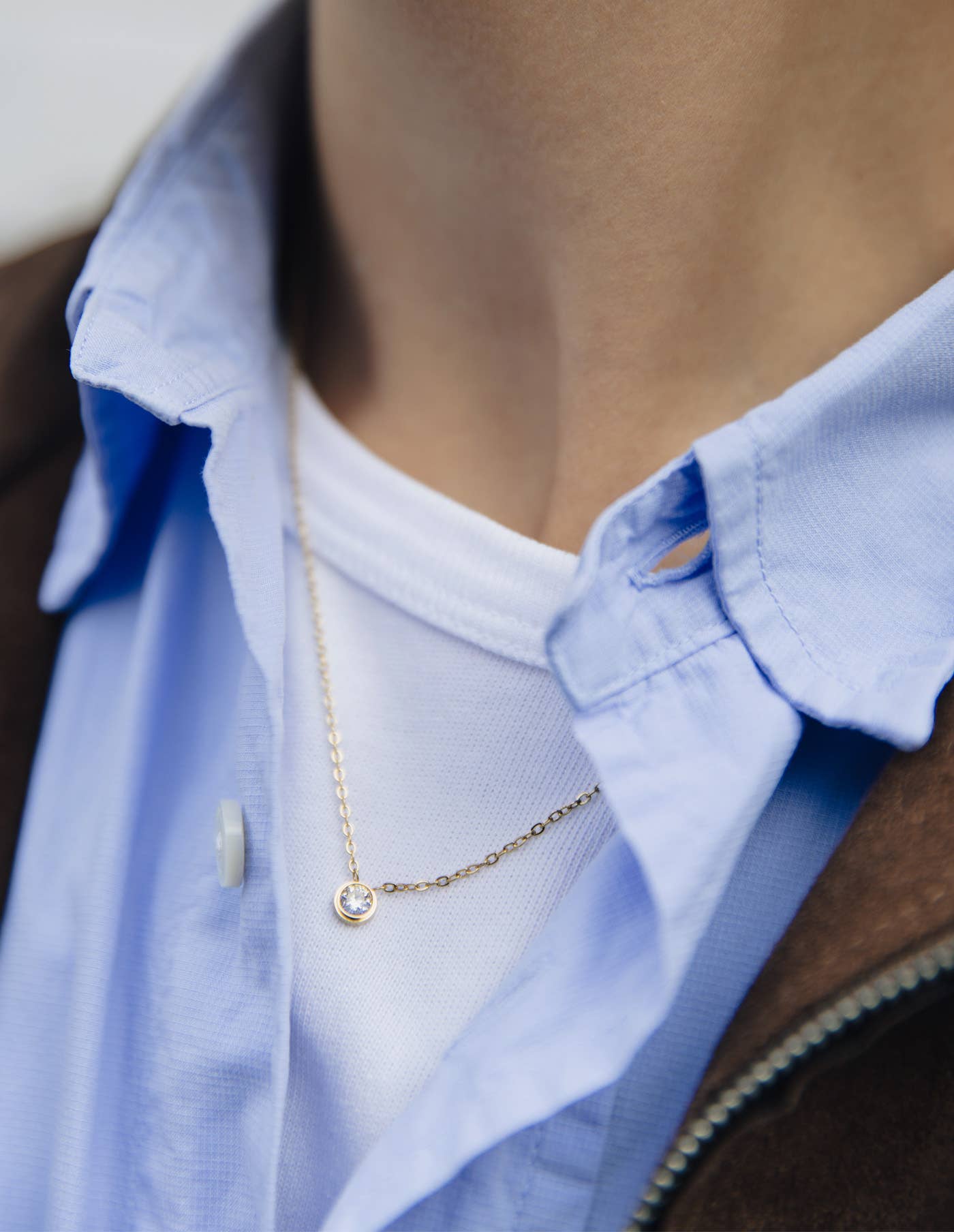 Nordic Muse - Dainty Stone Necklace, Gold