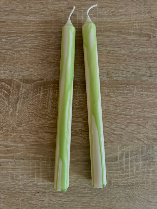 Soie London - Abstract Drip Candles - Festive Green - Set of 2