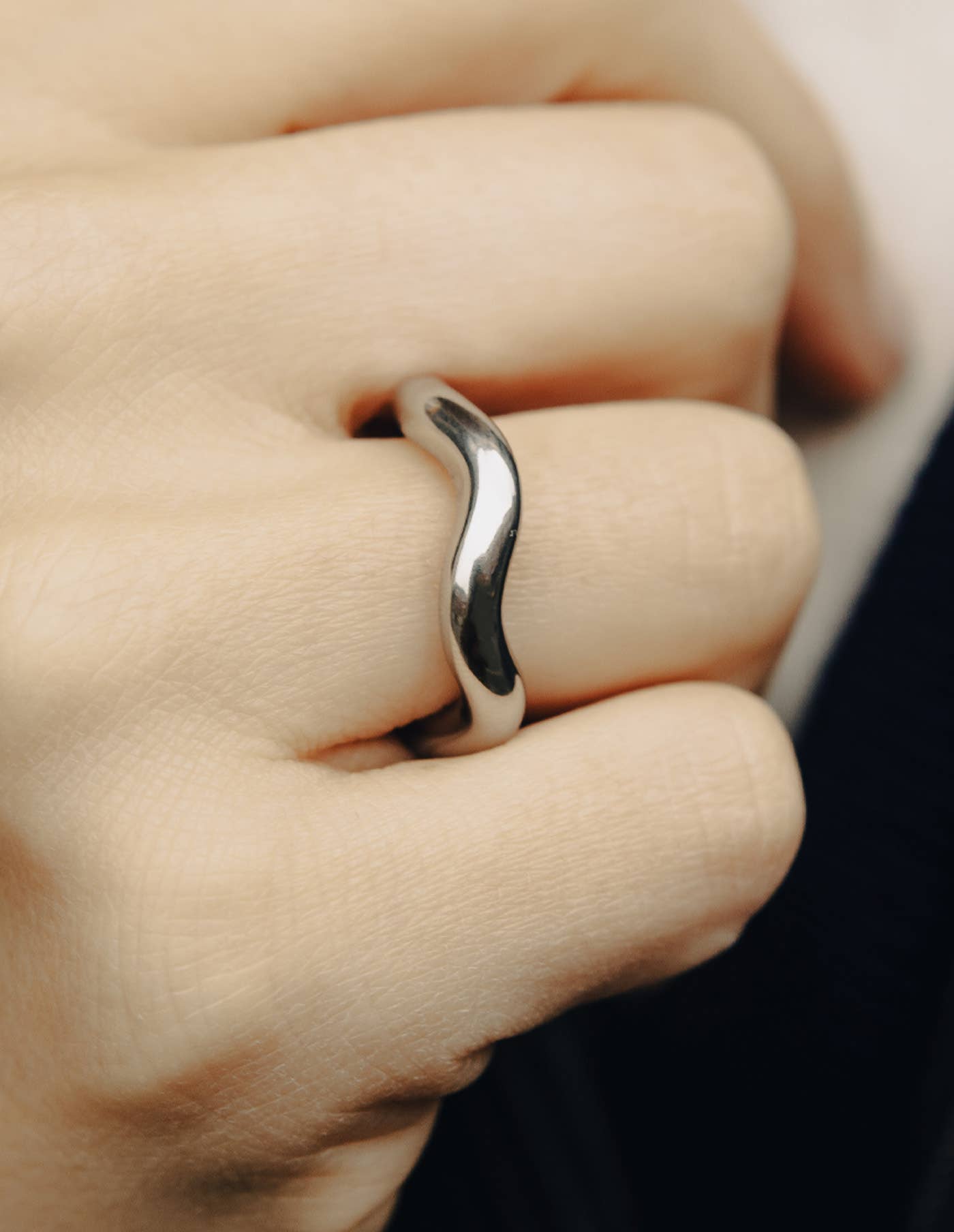 Nordic Muse Silver Irregular Band Ring