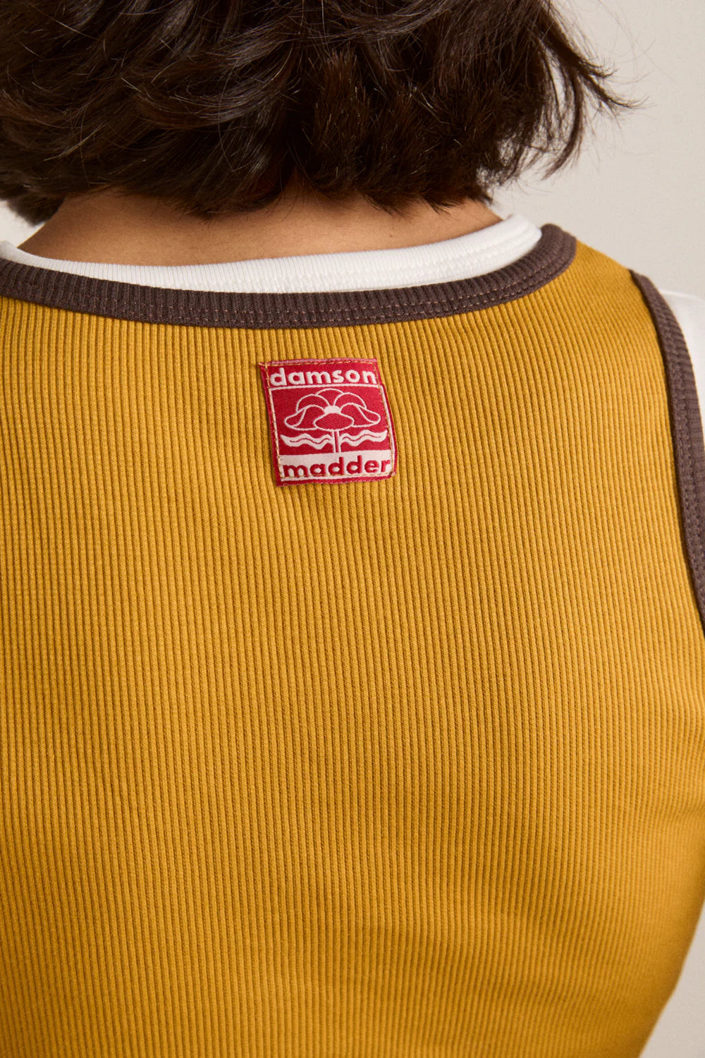 Damson Madder - Manon Layered Short Sleeve Tee, Yellow/Coffee Bean