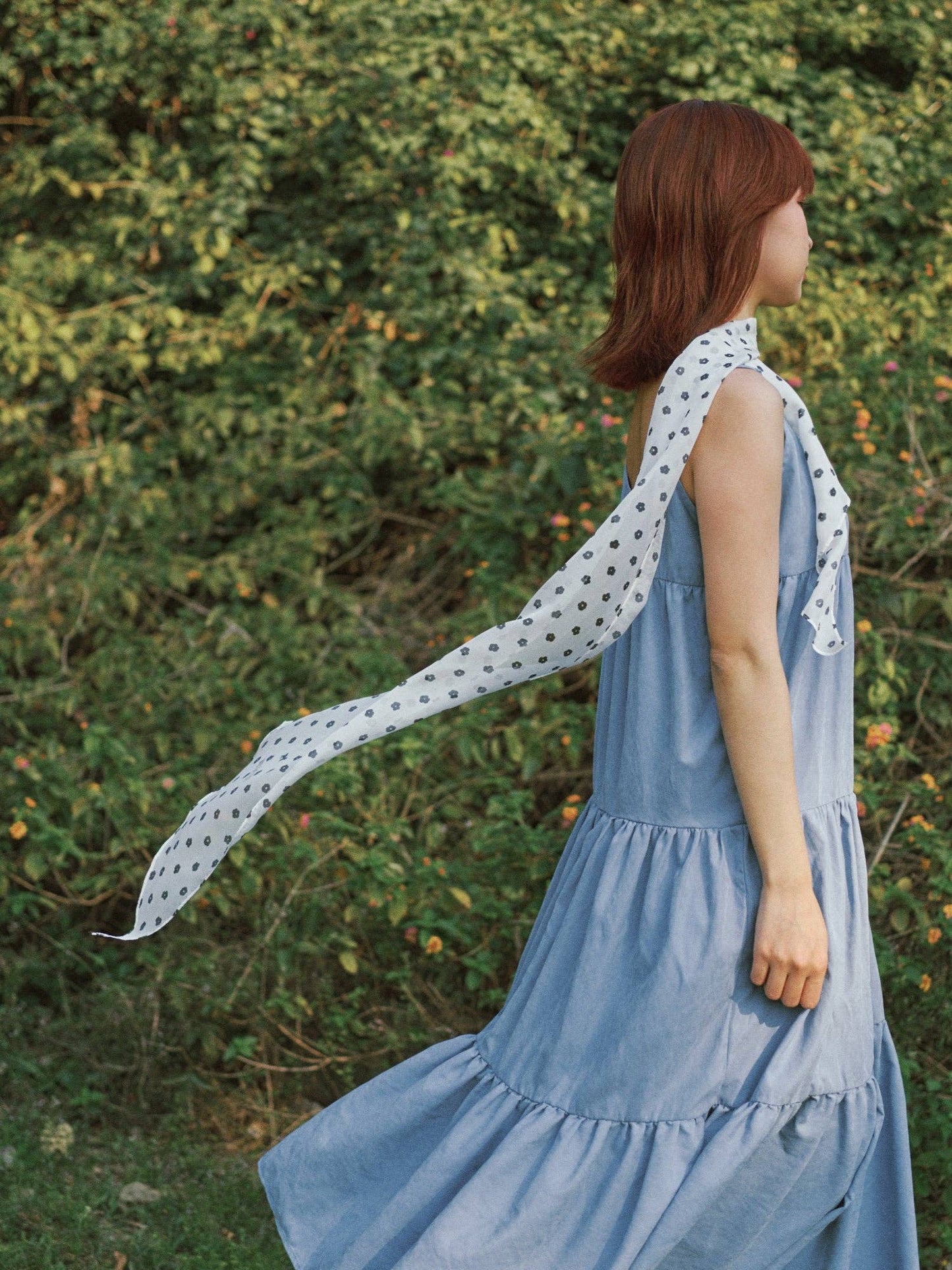 Lost Pattern NYC - Petal Veil Silk Chiffon Neck Scarf, White