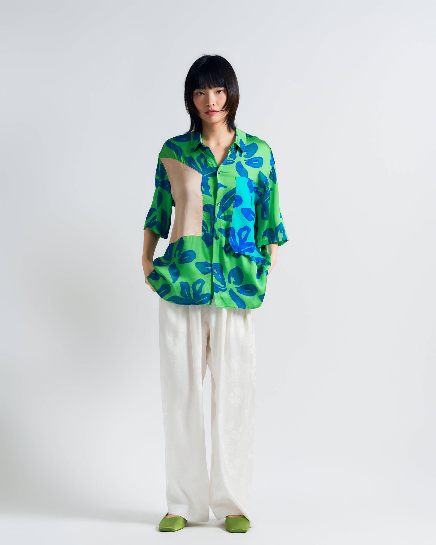 "Beach Blossom" Wide-Leg Pants - White
