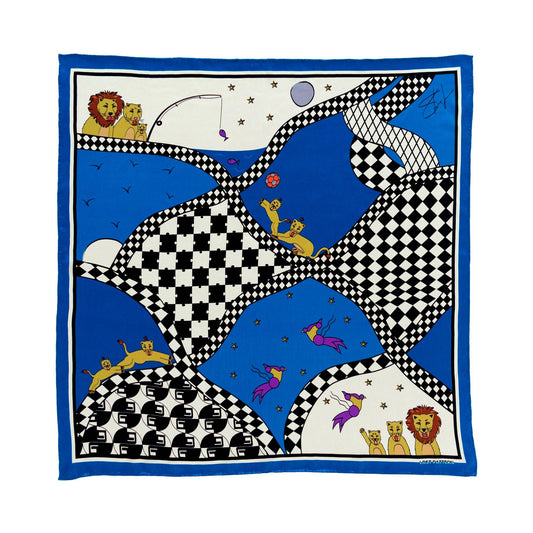 Lost Pattern NYC - Journey Silk Bandana Scarf Electric Blue