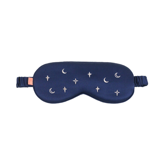 Lost Pattern NYC - Moonlit Stars Silk Sleep Eye Mask - Navy