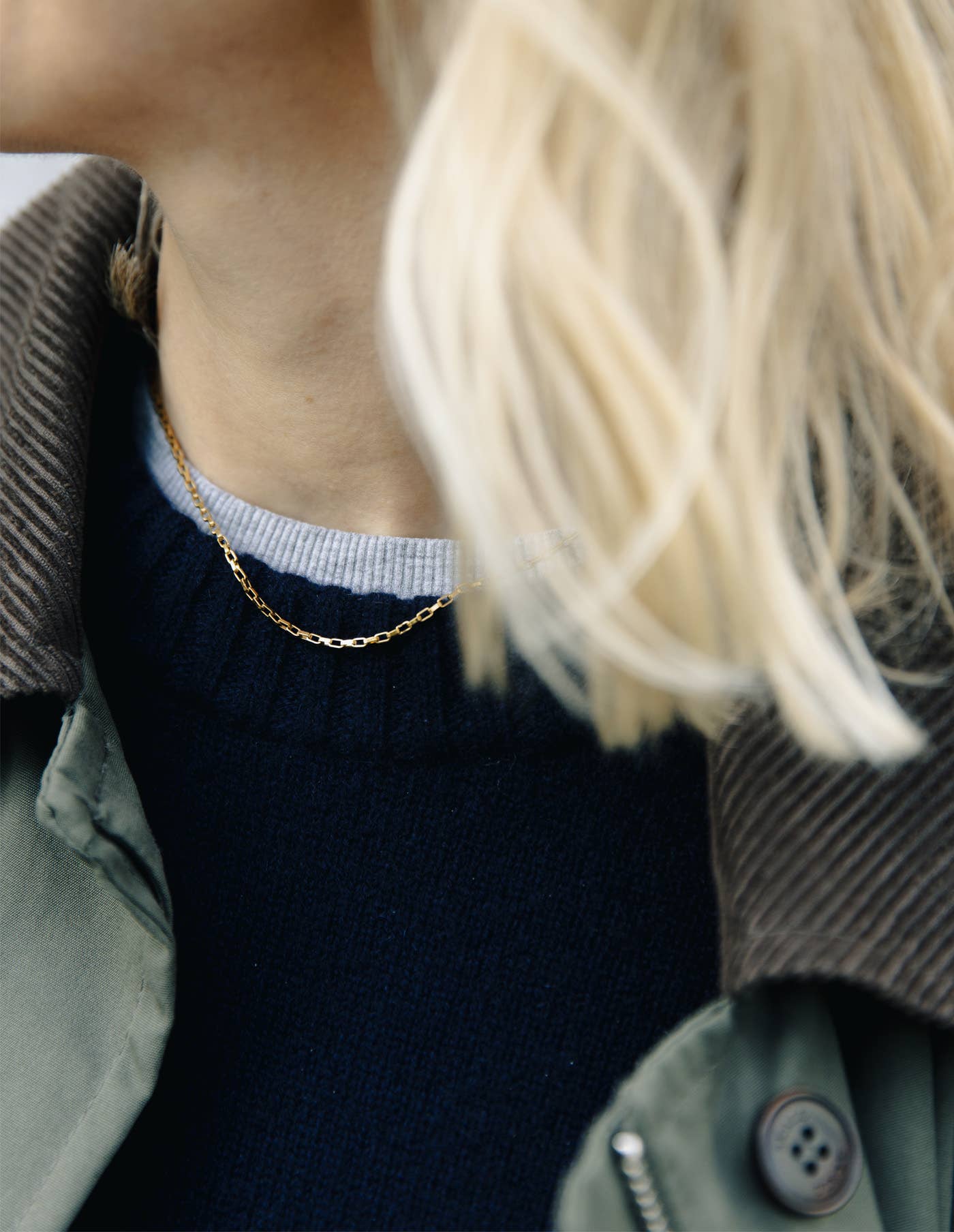 Nordic Muse - Gold Box Link Chain Necklace, Waterproof