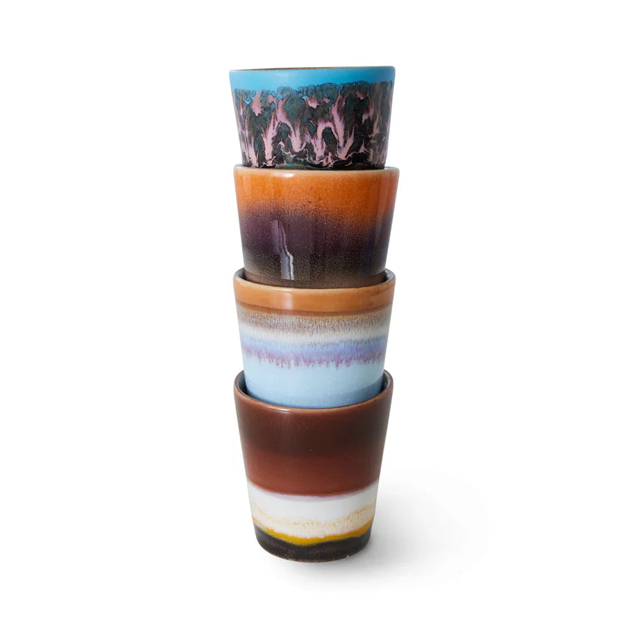 Hk Living 70s Ceramics: Ristretto mugs, solar (set of 4)